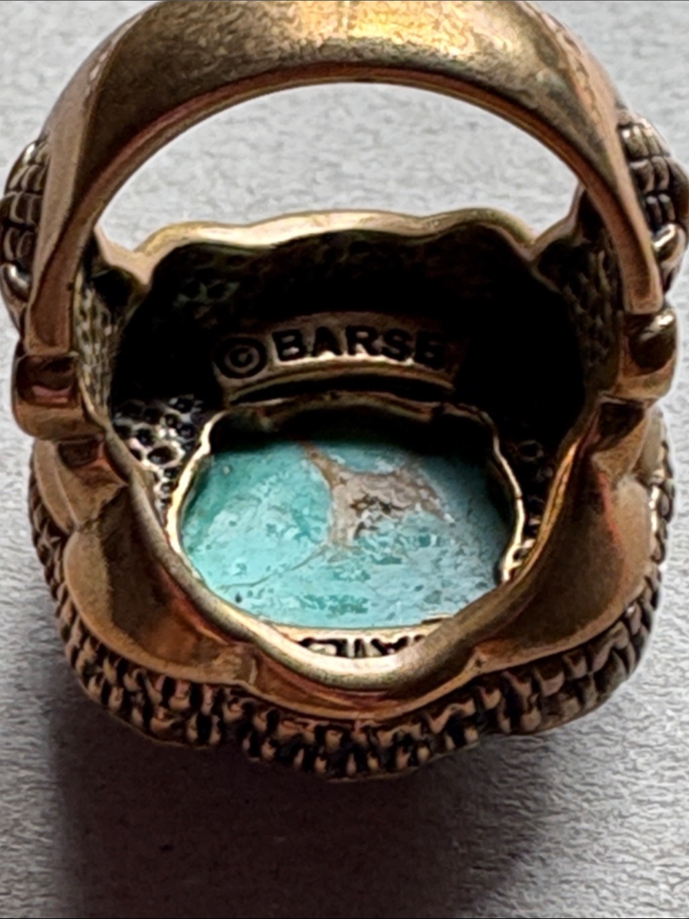 Barse turquoise and brass statement ring size 8 - Picture 3 of 4